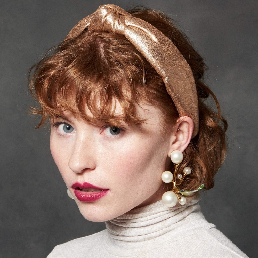 Lele Sadoughi Gold Faux Leather Headband